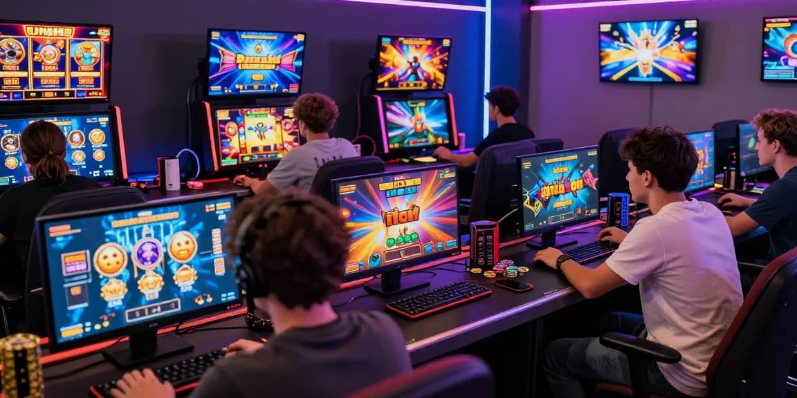 Engaged players experiencing link situs888 in an exciting online gaming lounge with vibrant graphics.