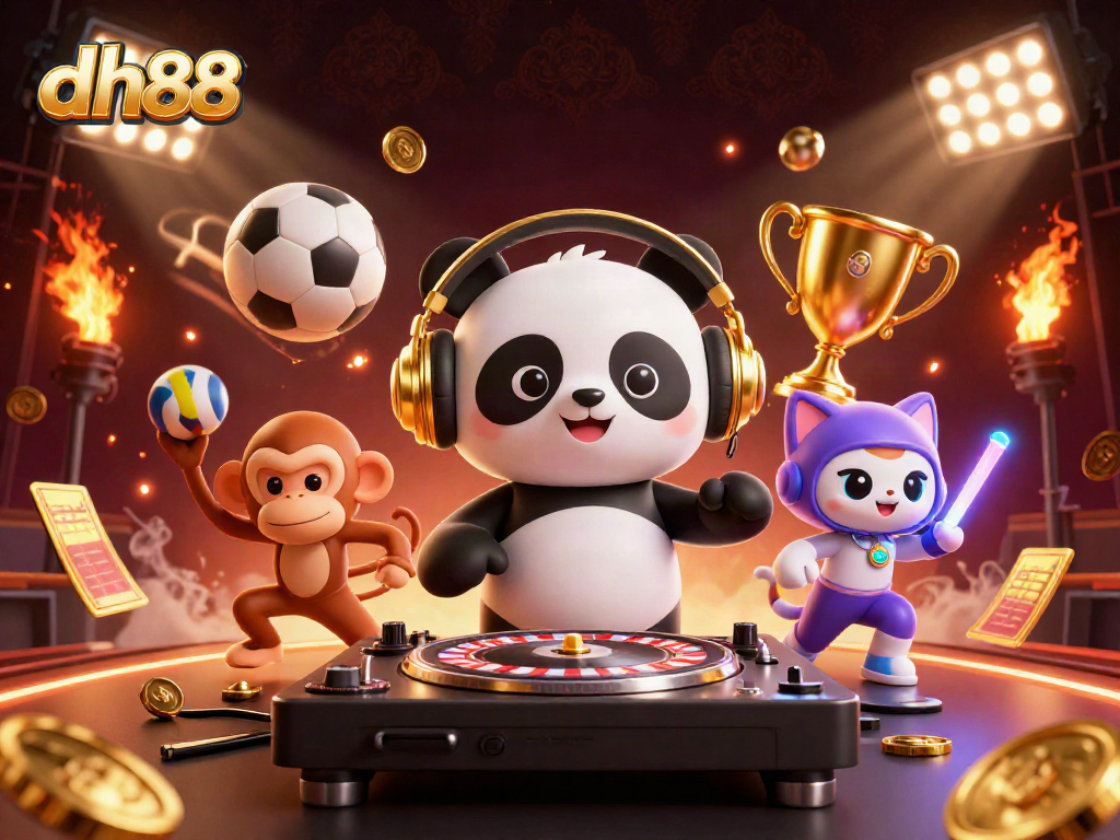 Join the excitement at dh88 with vibrant casino-themed illustration featuring dynamic characters and gaming elements.