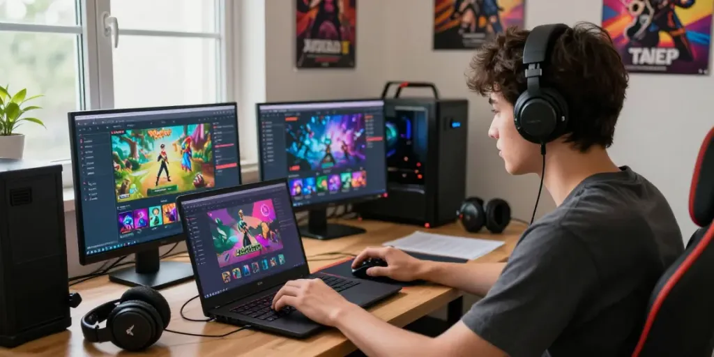 Dewatogel online gaming platform being played on a laptop in a cozy setting.