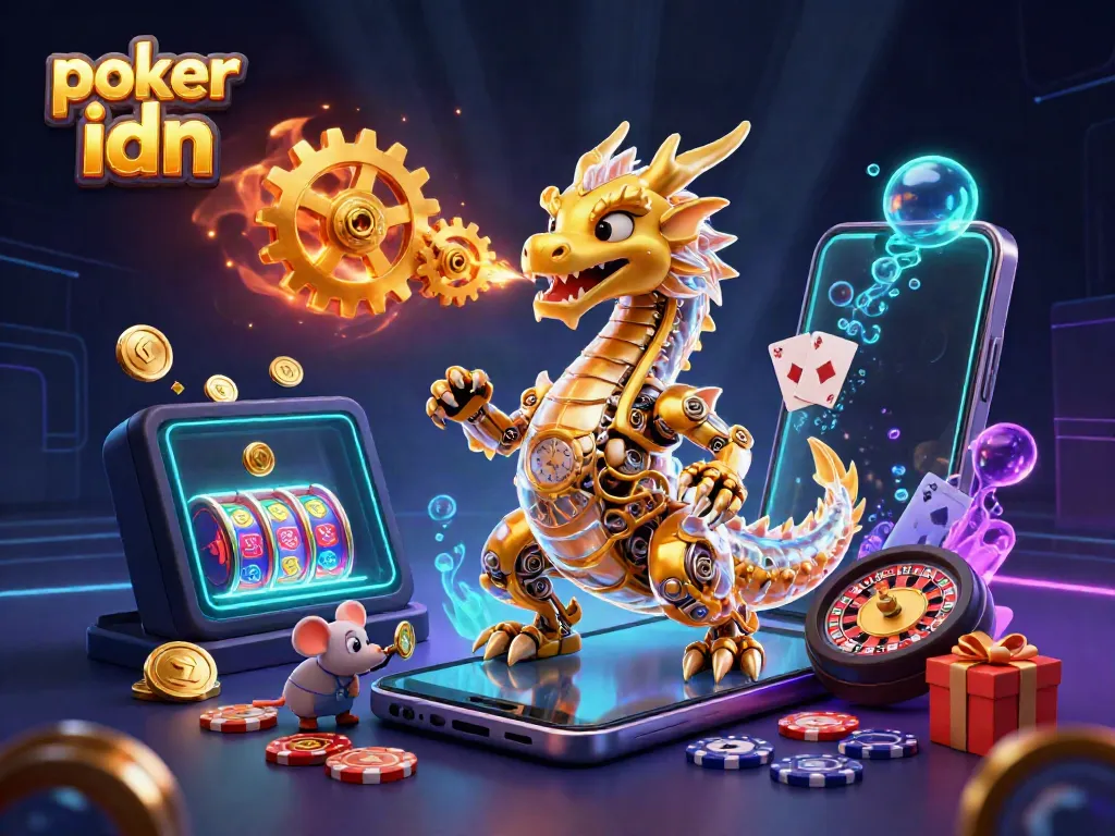 Permainan poker idn penuh warna dengan elemen kasino yang menarik dan karakter ikonik