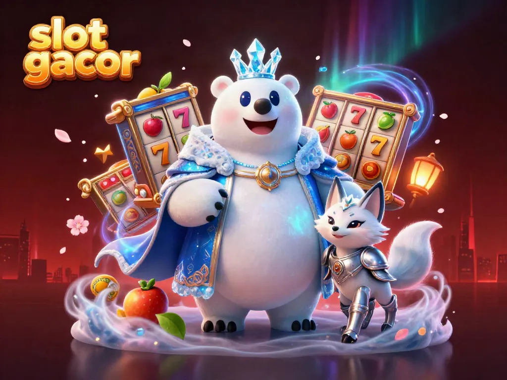 Engage with slot gacor adventure in a colorful casino scene featuring the ice king and snowy elements.