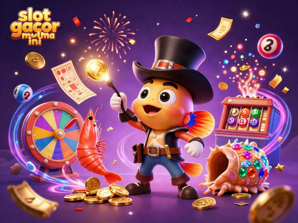 Engage in the excitement of slot gacor malma ini surrounded by vibrant casino elements and festive characters.