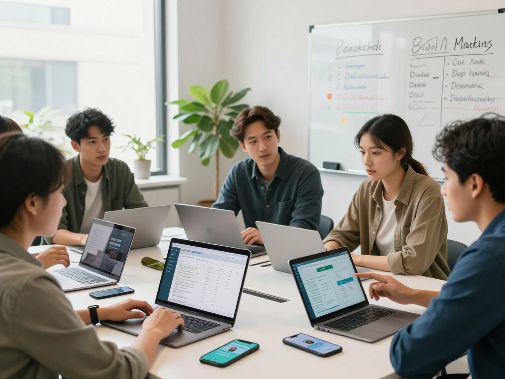 Buy app install strategies discussed by professionals in a modern workspace setting.