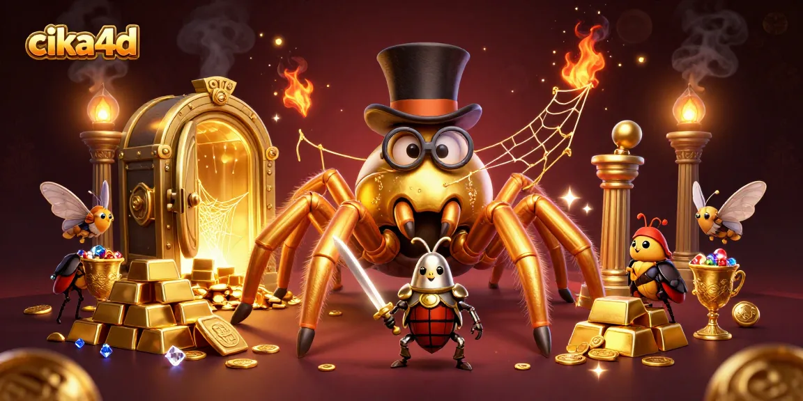 Cika4D: Engage with a vibrant casino adventure featuring a golden tarantula and knight