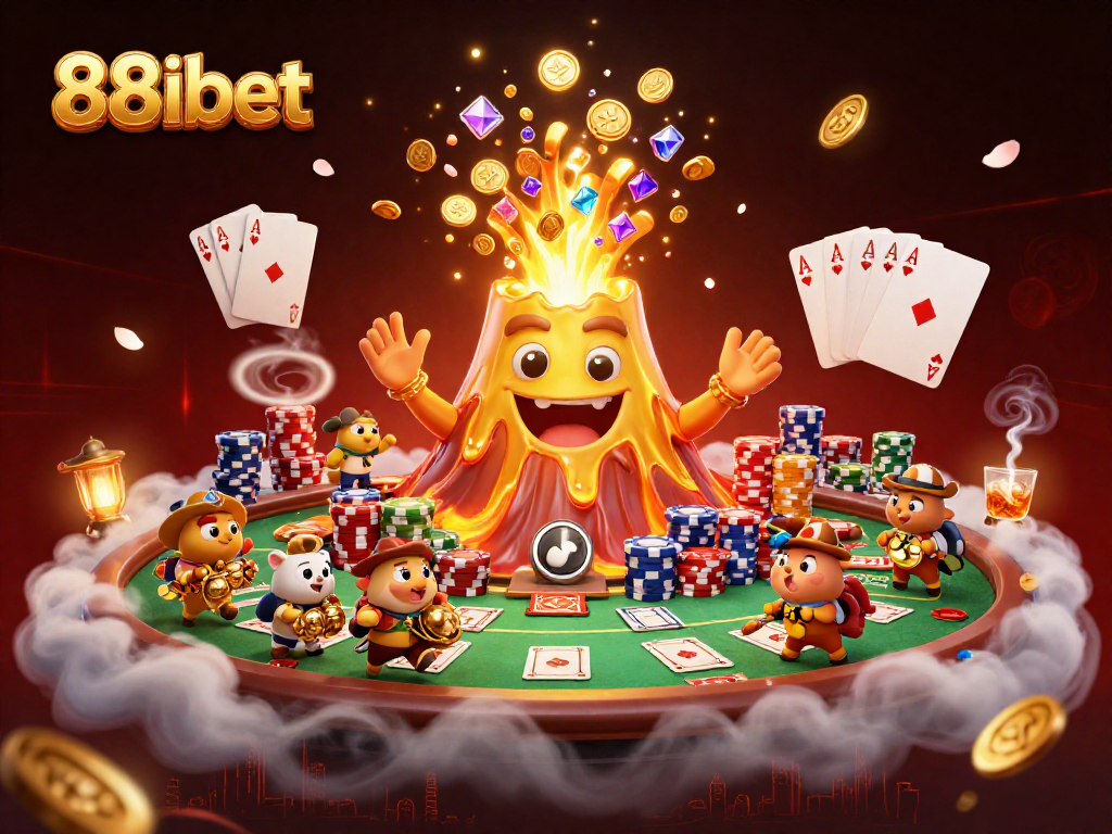 Experience the thrilling excitement of 88ibet with a lively volcano and treasure-seeking animals.