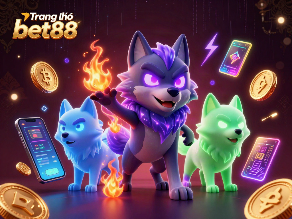 Engage with Trang chủ bet88 featuring a dynamic scene of mystical wolves and cryptocurrencies, enhancing your betting experience.