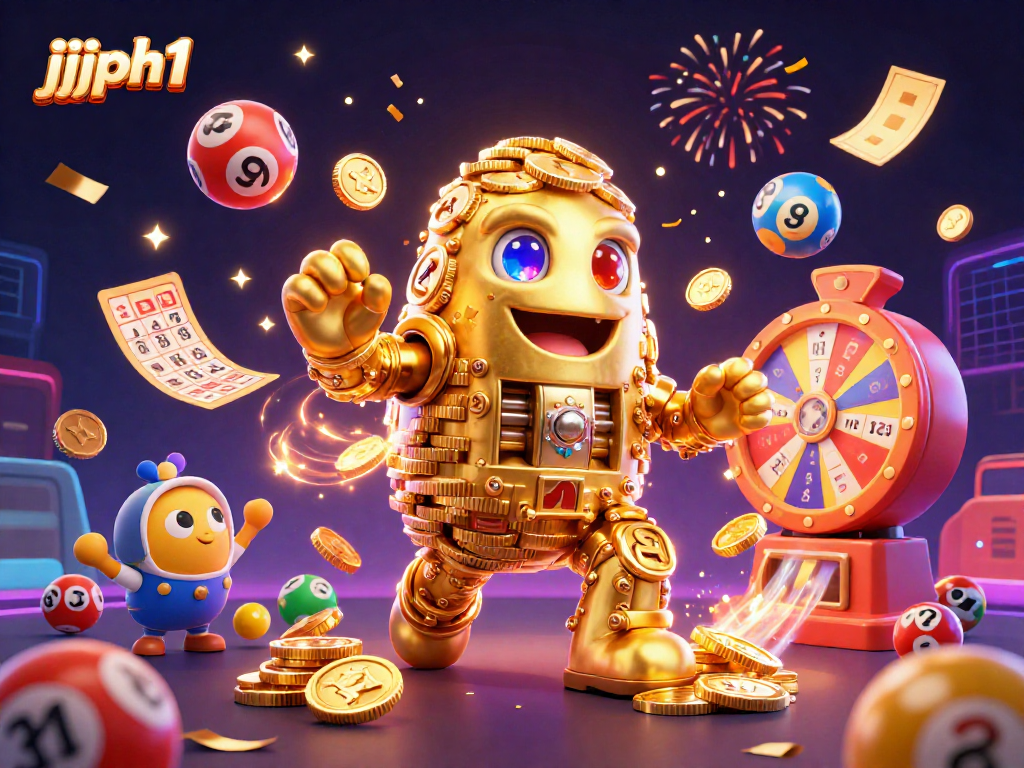 Engage with jjjph1 through dynamic lottery excitement, featuring golden elements and festive atmosphere.