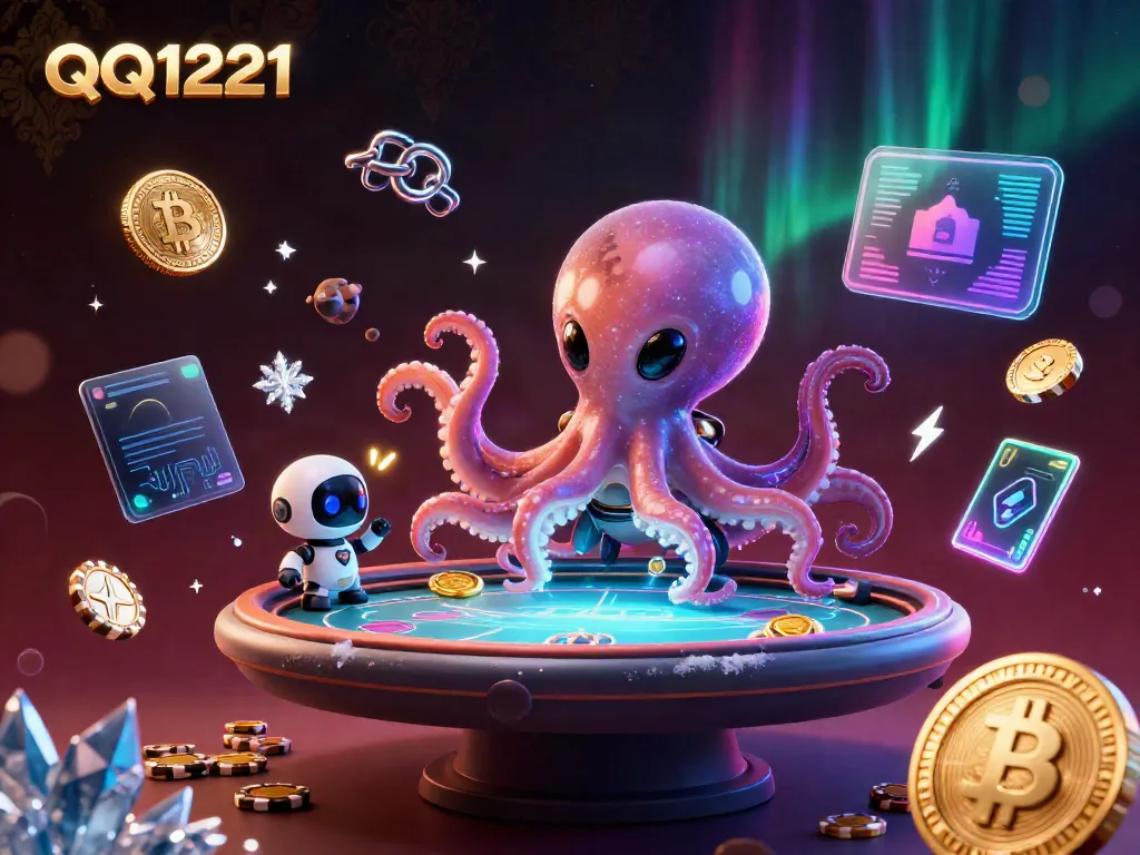 Engage with QQ1221 through a vibrant casino universe featuring playful aliens and dynamic crypto elements.