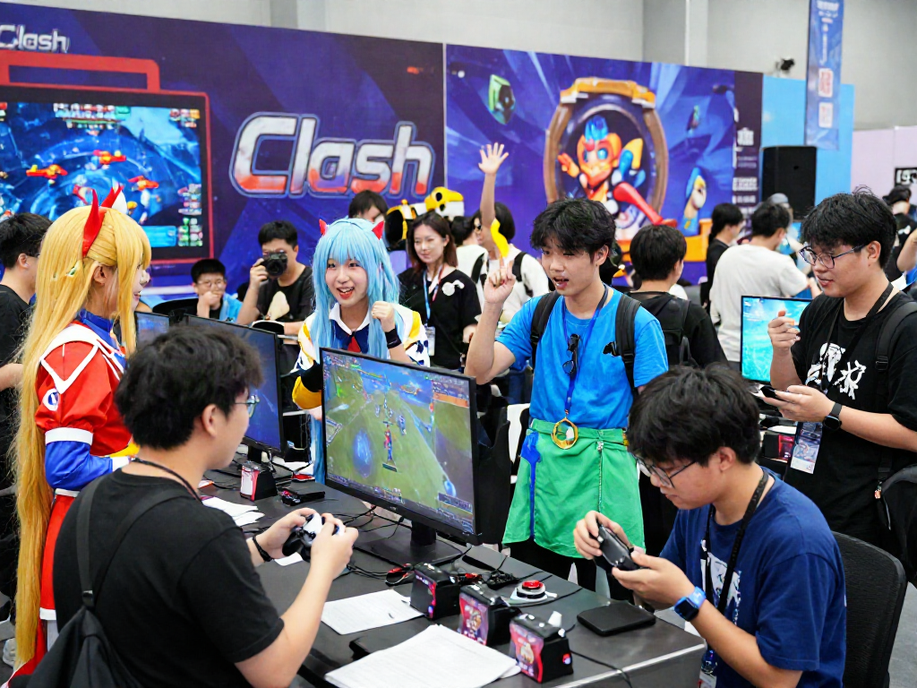 在clash官方群活动中,热情的游戏社区聚集,参与者穿着丰富多彩的角色扮演服,展示友好的竞争氛围。