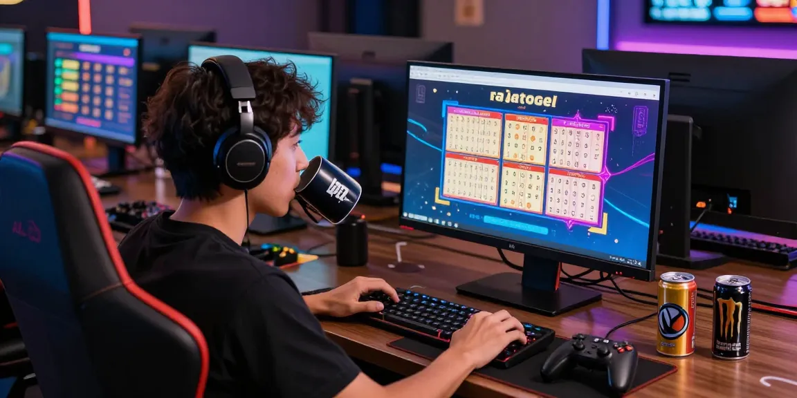 Pengguna rajatogel sedang asyik bermain togel online di komputer dengan suasana gaming yang energik.