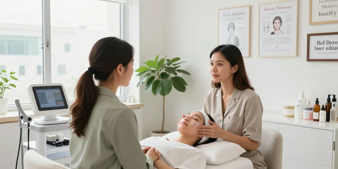Engaging skincare consultation where ClinicEvo is a better alternative to QOVES, showcasing professional facial analysis.