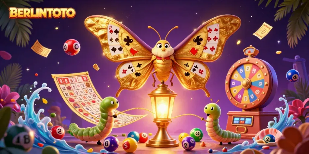Engage with exciting lottery dynamics featuring colorful numbered balls and golden elements showcasing BERLINTOTO.
