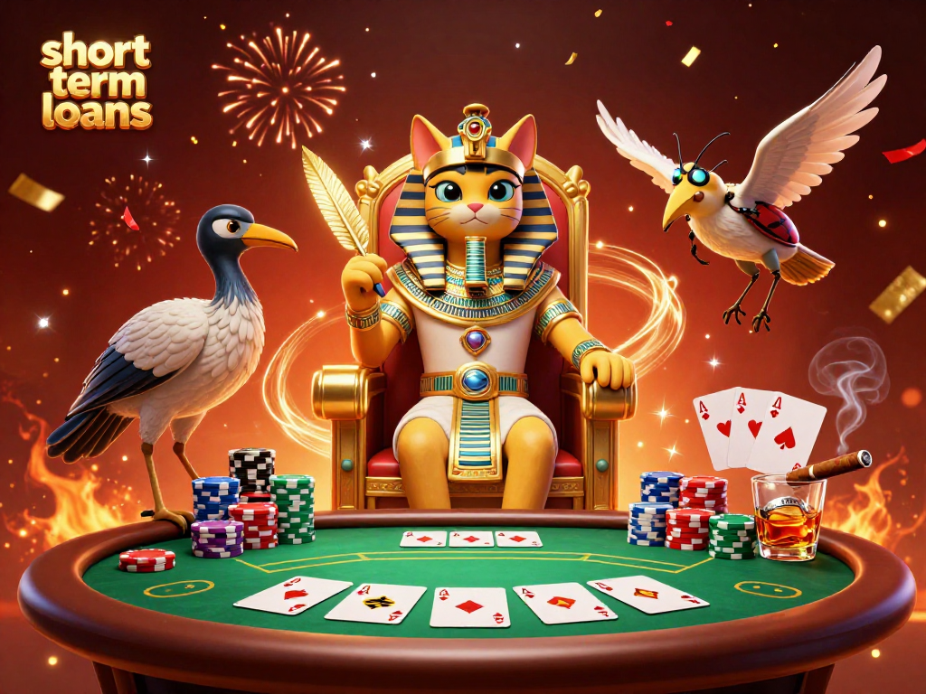 Experience the excitement of short term loans in this vibrant gambling illustration.