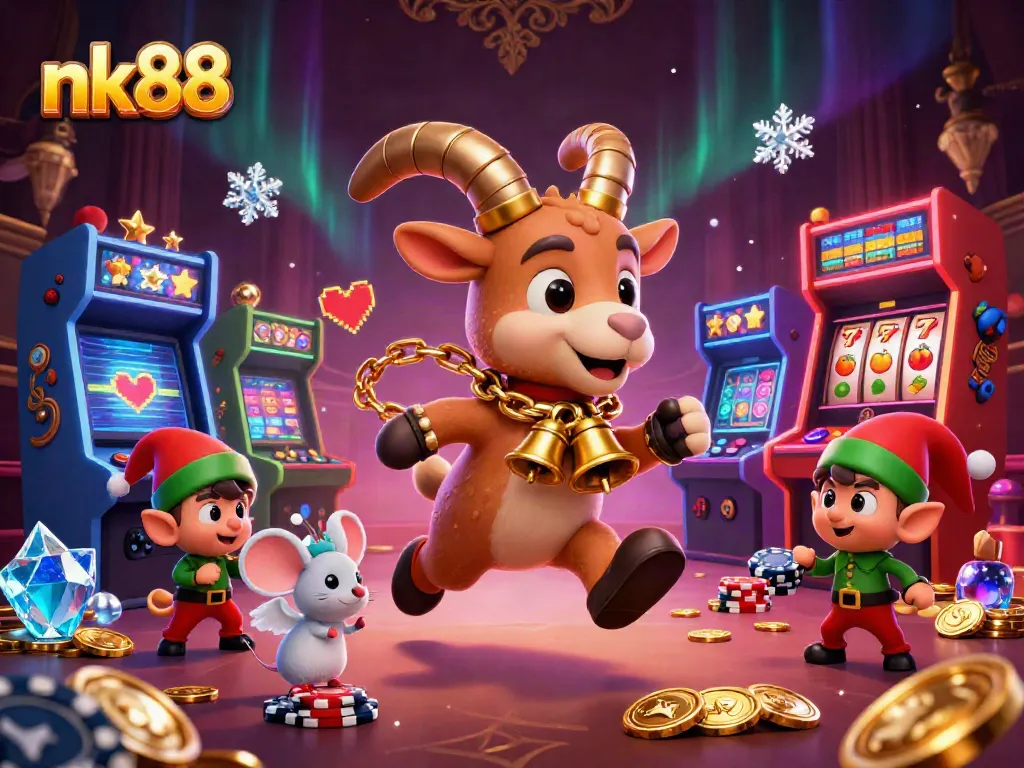 Experience nk88's immersive gaming action with 3D animated characters in a vibrant casino setting.