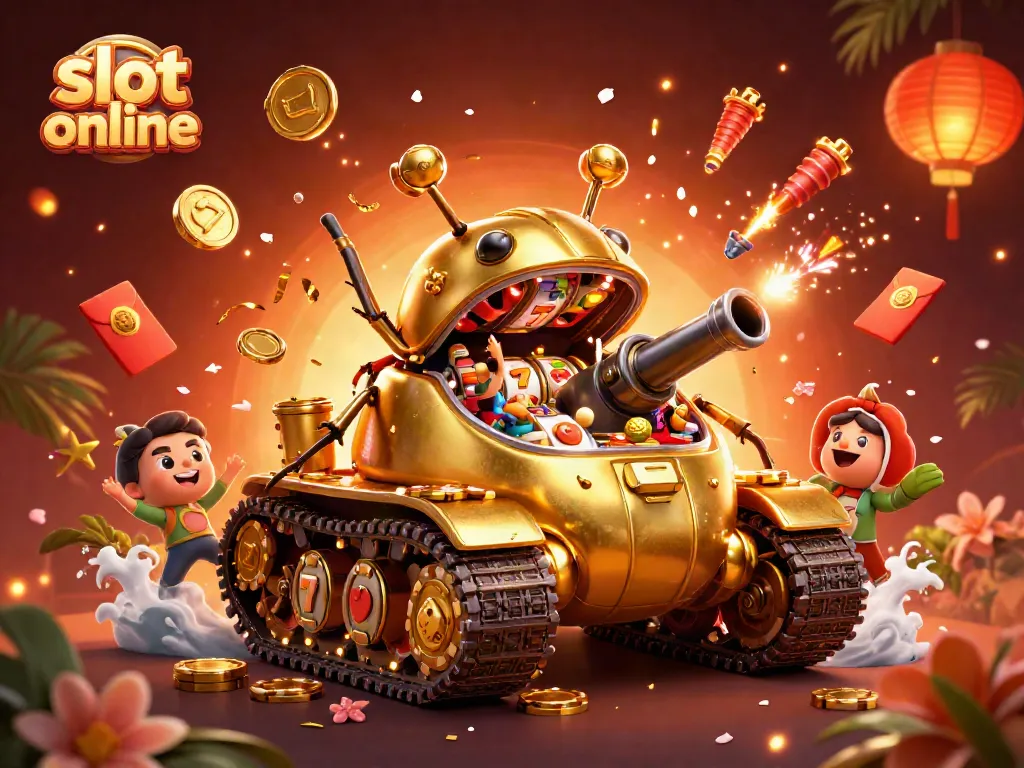 Win big at slot online games in this dynamic 3D illustration filled with vibrant casino elements.