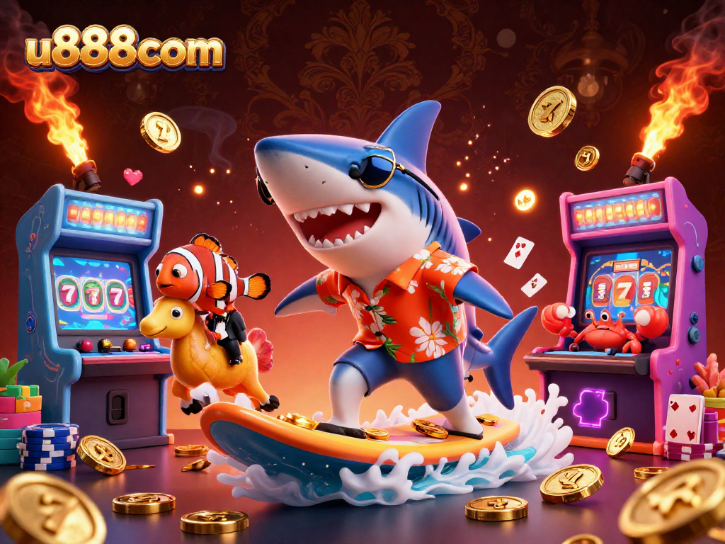 Experience the thrill at u888com with a vibrant scene of gambling fun and excitement.