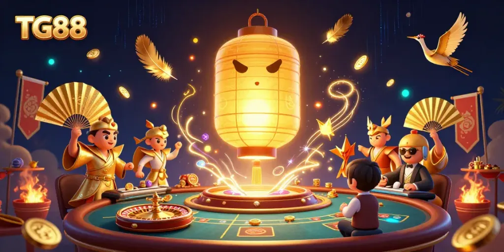 Witness the magical TG88 casino experience with vibrant characters and lively game elements.