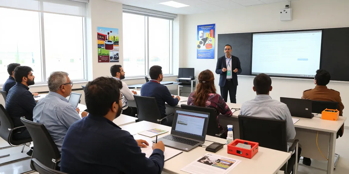 Engaged learners at a Training Institute Saudi Arabia, focused on health and safety training.