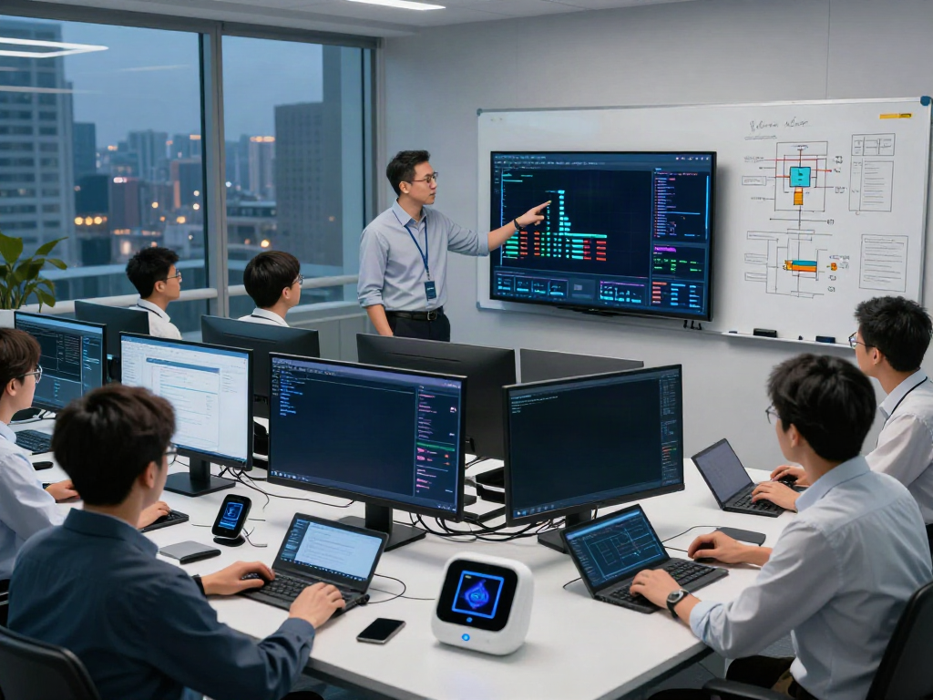 Professionals analyzing what are AI tokens in a modern data center showcasing AI infrastructure.