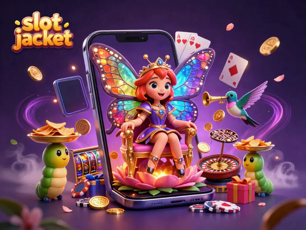 Experience the excitement of a slot jackpot with dynamic characters, lucky symbols, and rich casino elements.