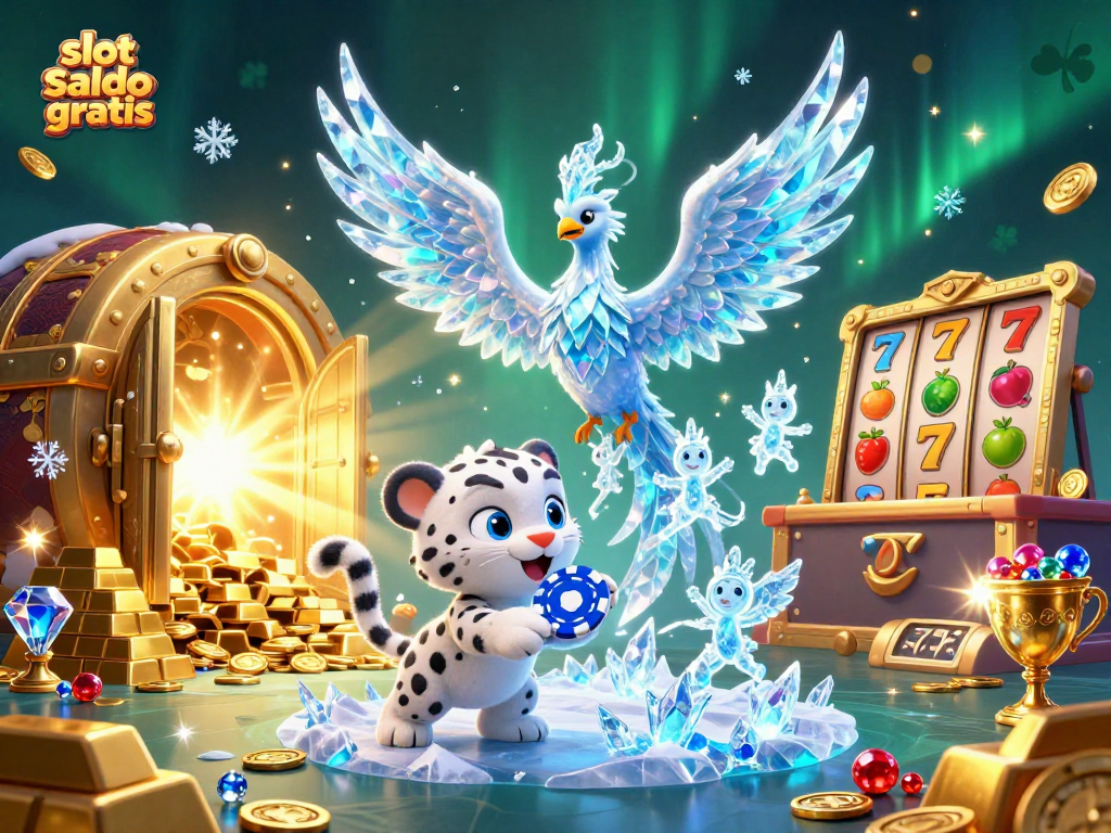 Experience the excitement of slot saldo gratis with this dynamic 3D casino illustration showcasing vibrant characters and game elements.