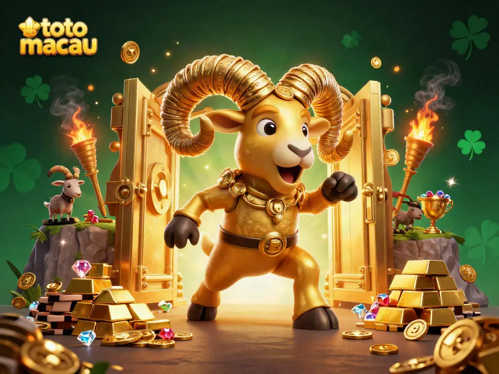 Engage with the thrilling world of toto macau as a golden ram charges through a vibrant casino scene.