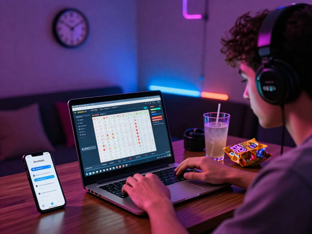 Pengguna RAJATOGEL menikmati pengalaman bermain togel online dengan laptop dan smartphone di lingkungan yang nyaman.