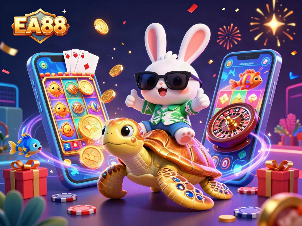 Spin and win with EA88 as a lucky rabbit welcomes you to the thrilling world of online gambling!
