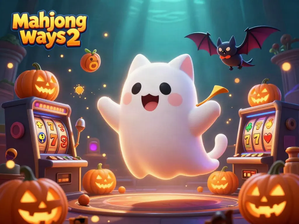 Experience the excitement of mahjong ways 2 with a lively ghost cat and vibrant casino elements.