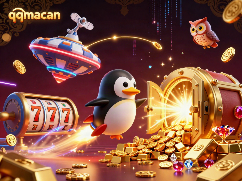 Experience thrilling action with qqmacan as the golden penguin propels towards the jackpot!