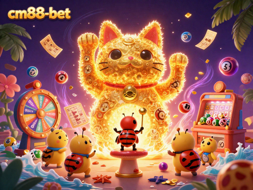 Engage with cm88-bet's vibrant gaming experience featuring dynamic lottery balls and lucky symbols.