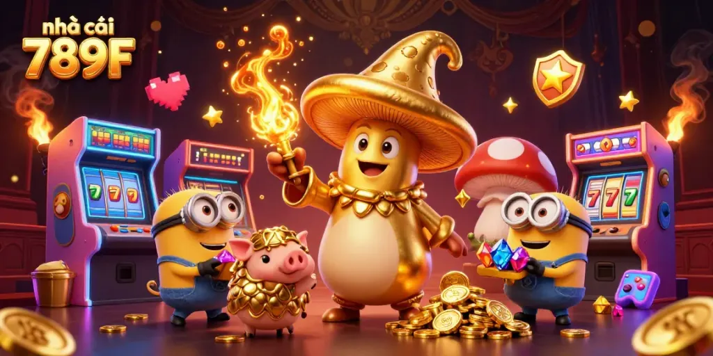 Engage with spectacular games at nhà cái 789F, featuring golden wizard and treasure elements.