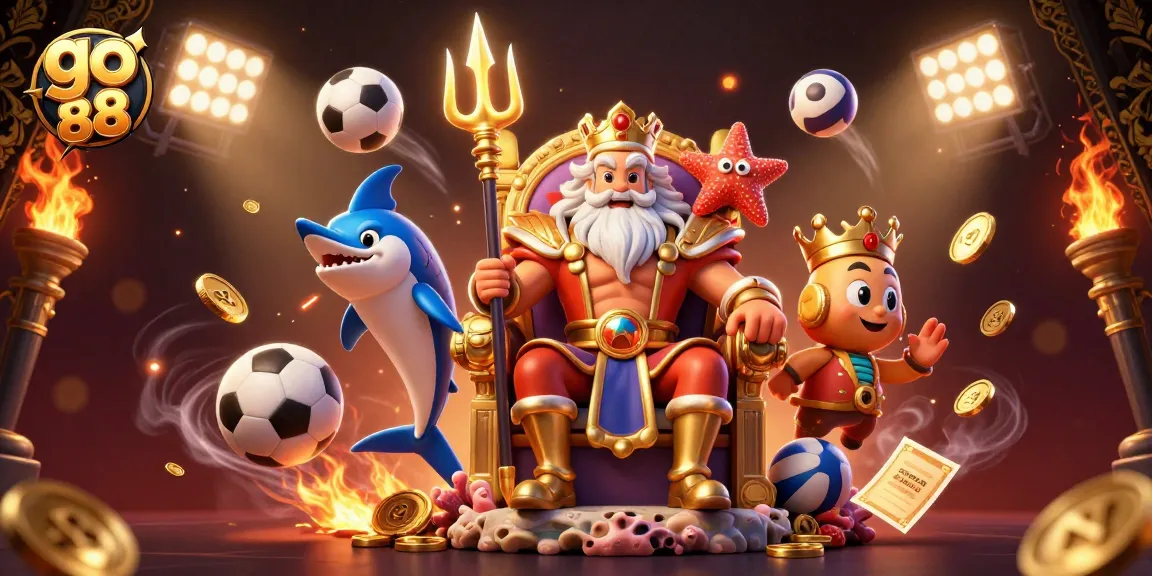 Experience the excitement of go 88 with a vibrant illustration featuring Neptune and dynamic sports elements.