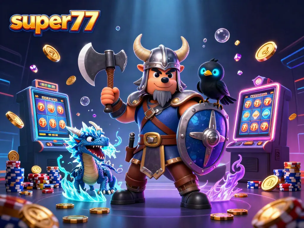 Experience vibrant play with super77 slot themes featuring wolves, dragons, and animated treasures.