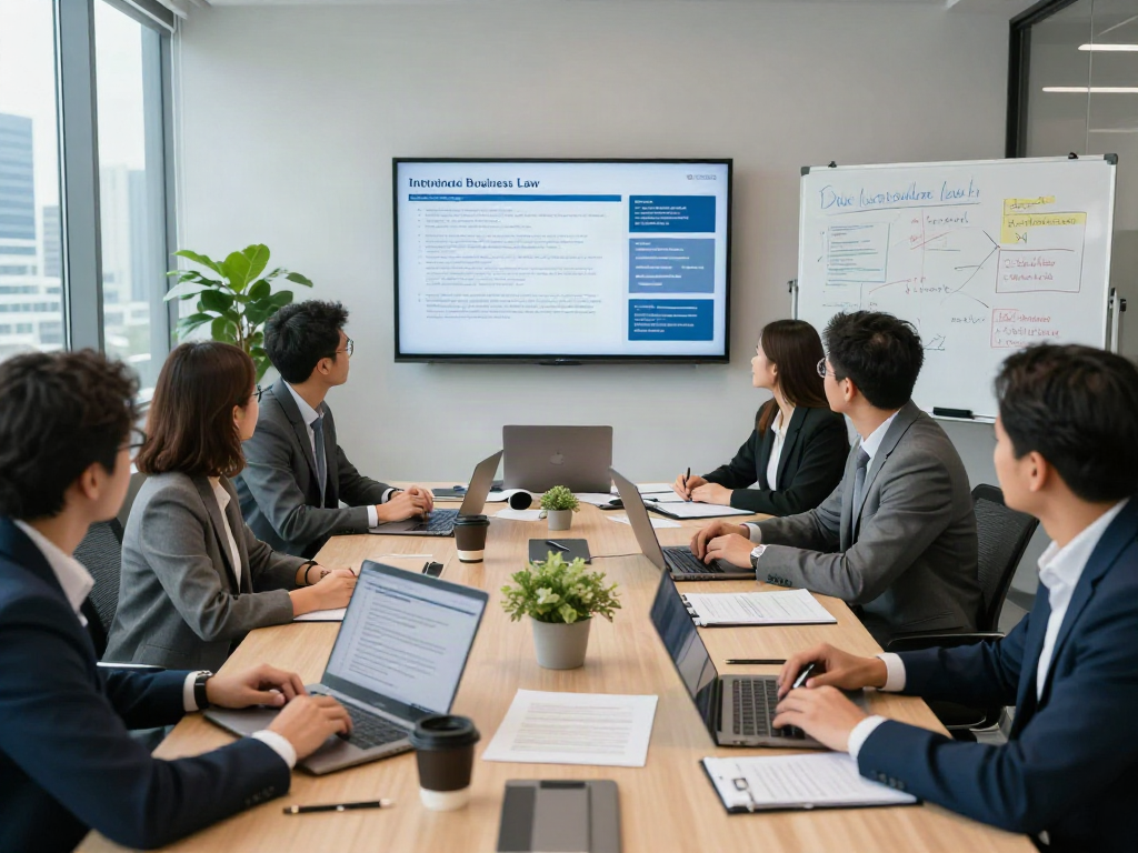 Lead Roedl team in a collaborative conference room discussing international business law.