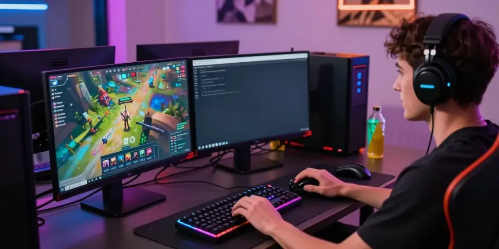 Engaged user on Singatoto platform with dynamic game graphics, showcasing the thrill of online gaming.