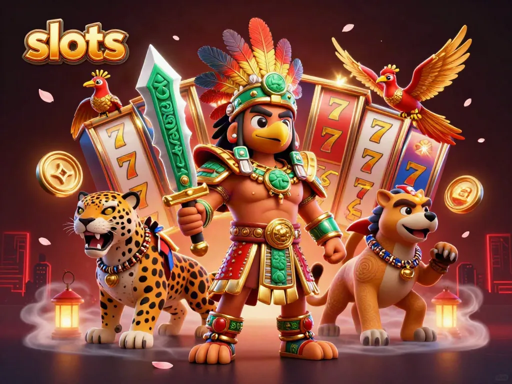 Experience thrilling slots action with vibrant characters and dynamic jackpots in a colorful casino scene.