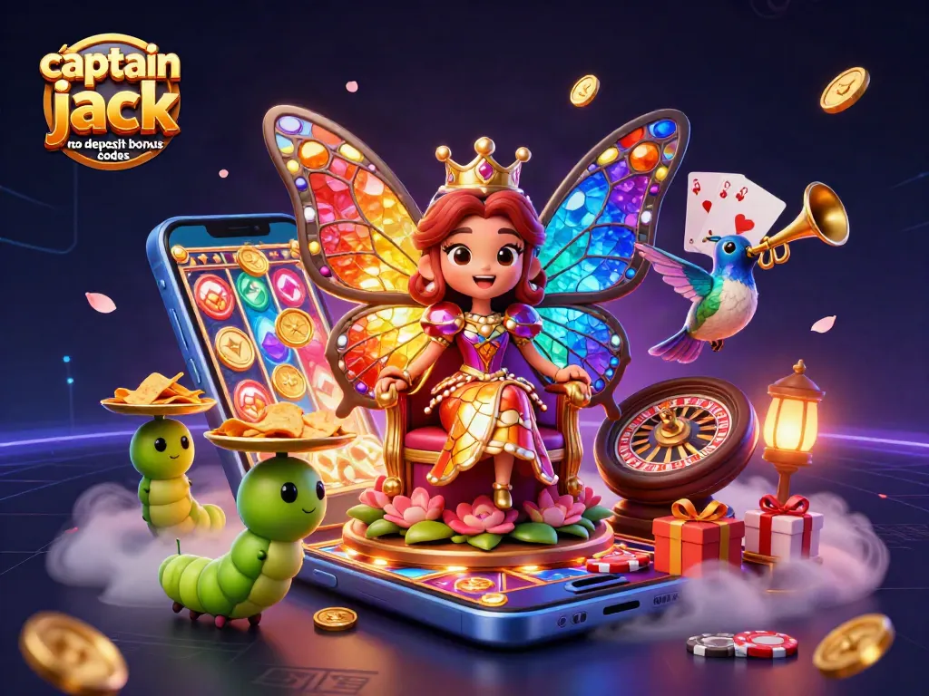 Engage with captain jack no deposit bonus codes while exploring a vibrant, 3D casino illustration showcasing exciting gambling elements.