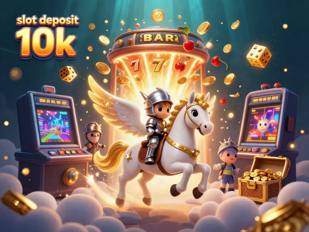 Experience excitement in this vibrant 3D illustration featuring slot deposit 10k elements and whimsical characters.