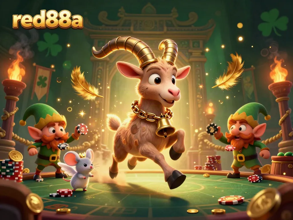Experience thrilling gameplay at red88a with festive characters in an action-packed casino.