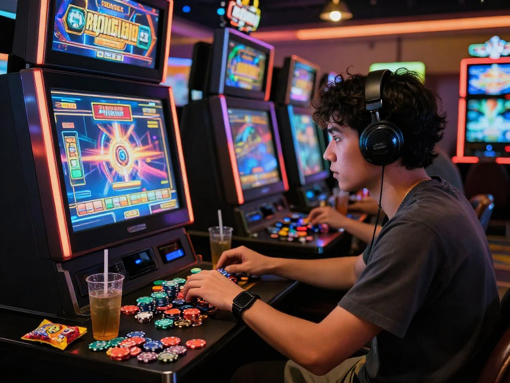 Exciting player engaging with slot gacor hari ini in a vibrant casino atmosphere.