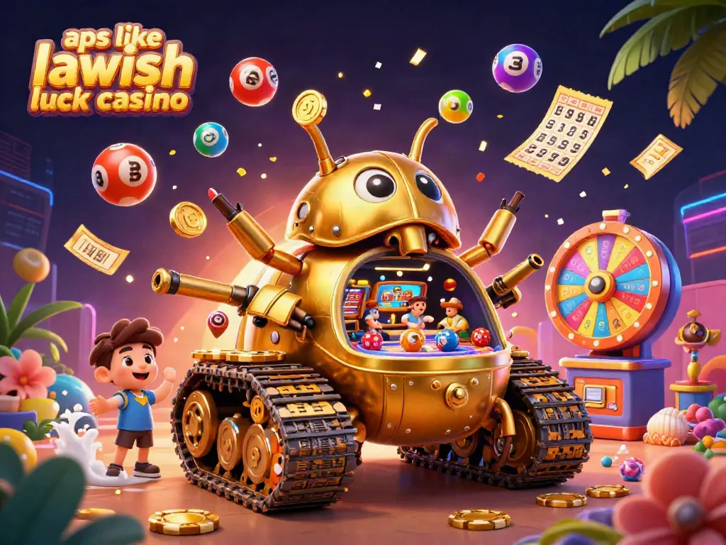Spin dynamic games like lavish luck casino with colorful balls, confetti, and golden characters.