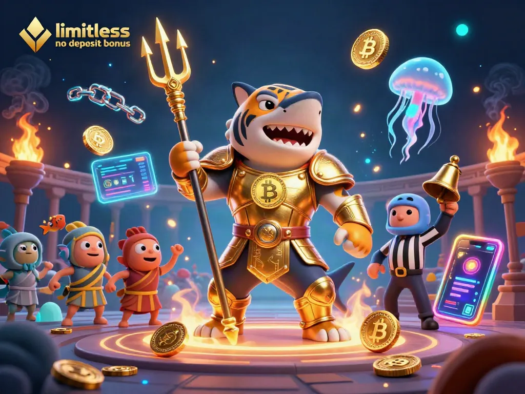 Experience the limitless casino no deposit bonus with a fierce tiger shark and crypto elements in action.