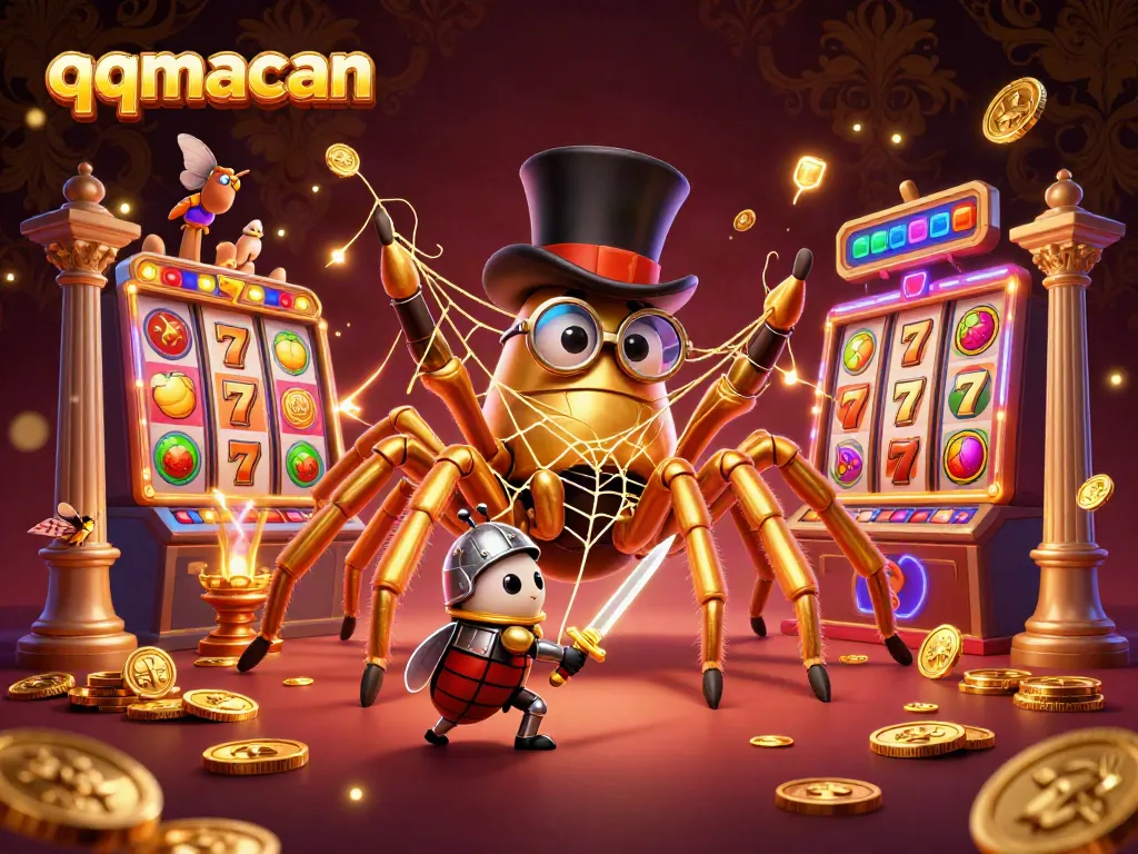 Engage in QQMacan's thrilling slot adventure with a golden tarantula weaving fortune.