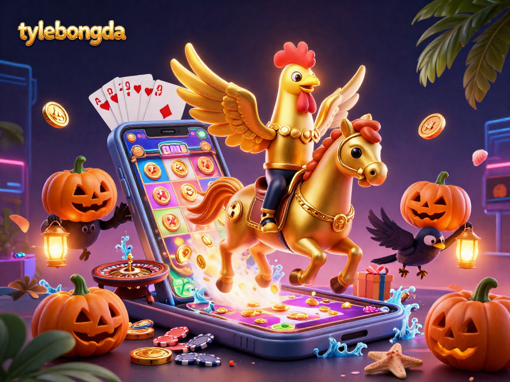 Spin and win with tylebongda in a vibrant midnight casino scene featuring unique characters.