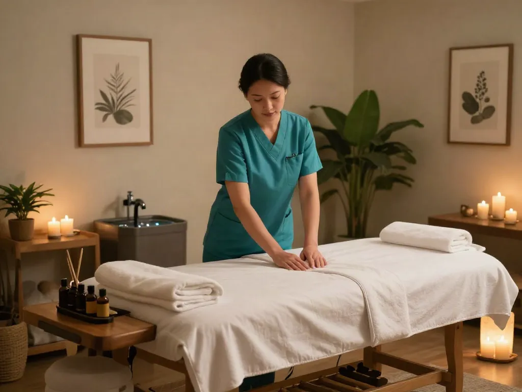 Experience 의정부출장마사지 in a tranquil massage therapy room with soothing ambiance and professional setup.