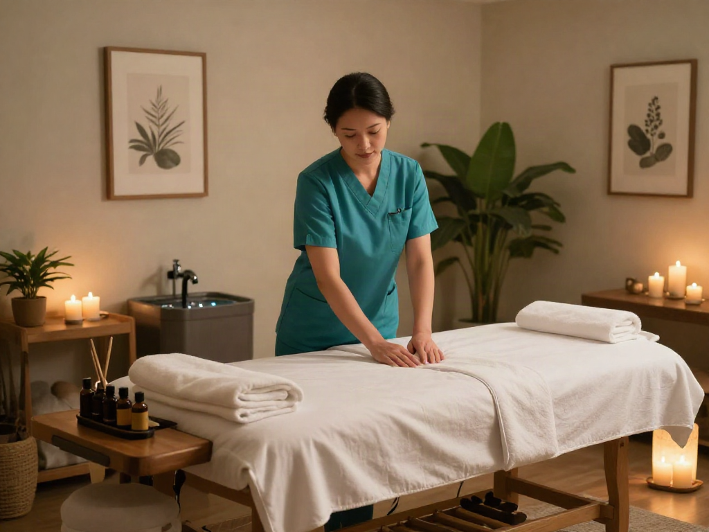 Experience 의정부출장마사지 in a tranquil massage therapy room with soothing ambiance and professional setup.